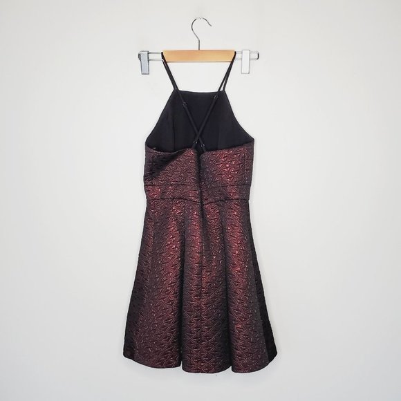 BCBG Metallic Burgundy A-Line Party Dress - Picture 4 of 10